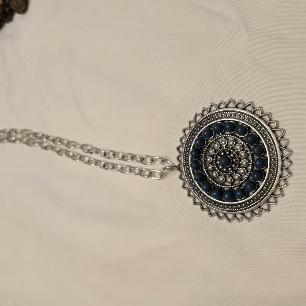 Silver and Blue Pendant Necklace